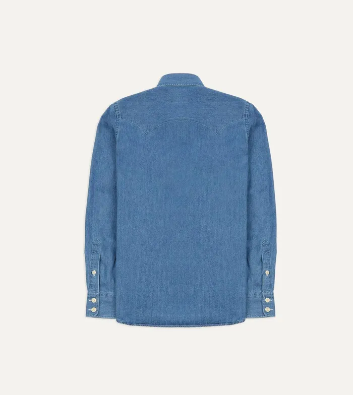 Drake039s Stone Wash Denim TwoPocket Western Shirt 8211 Clothing