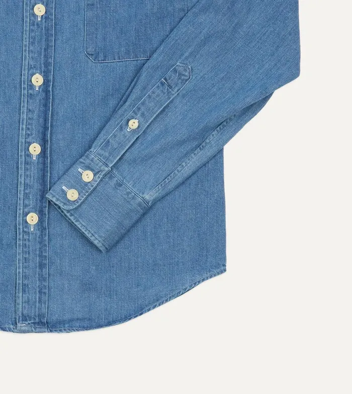 Drake039s Stone Wash Denim TwoPocket Western Shirt 8211 Clothing