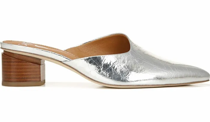 Dress Mules Women Franco Sarto Sarto Visa Mule Silver Metallic Leather