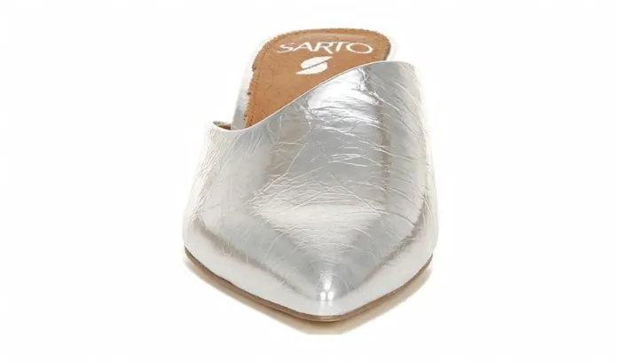Dress Mules Women Franco Sarto Sarto Visa Mule Silver Metallic Leather
