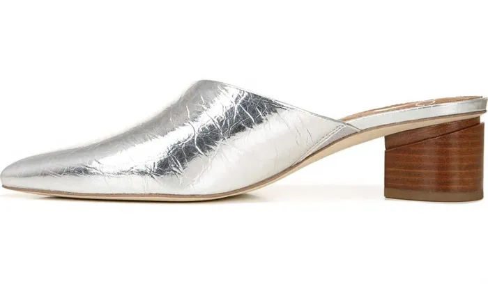 Dress Mules Women Franco Sarto Sarto Visa Mule Silver Metallic Leather