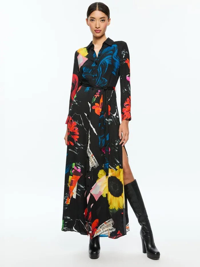 Dresses Women Alice Olivia Chassidy Maxi Shirt Dress Azalea Floral