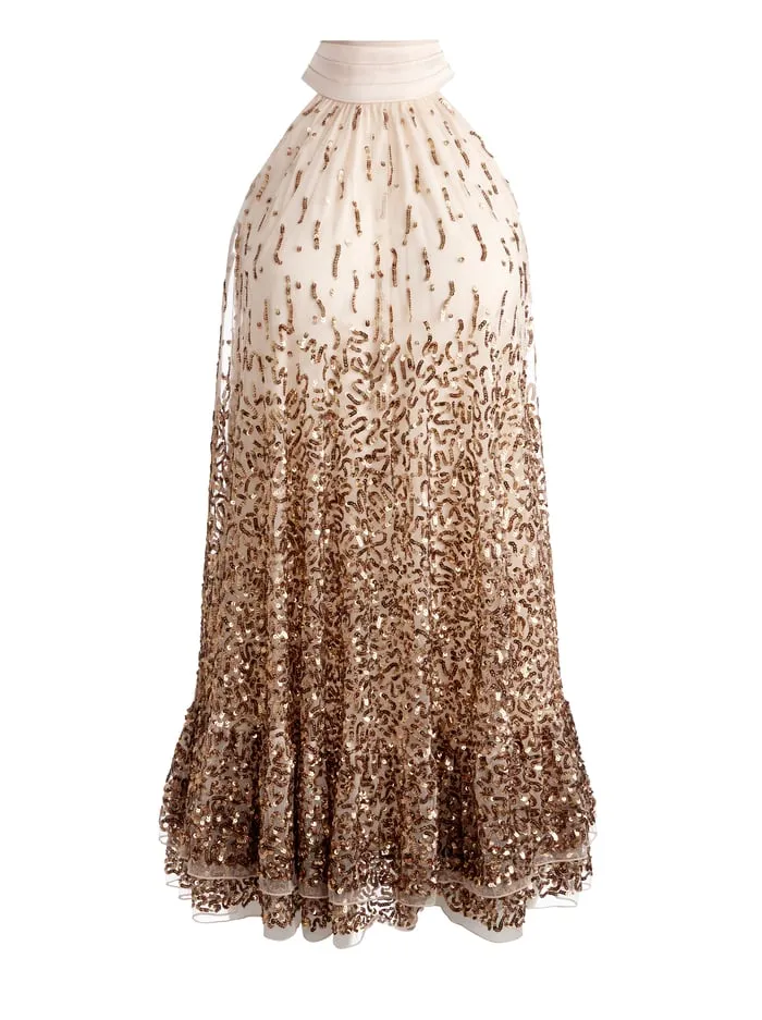 Dresses Women Alice Olivia Zenon Cape Mini Dress Pearl Blushrose Gold