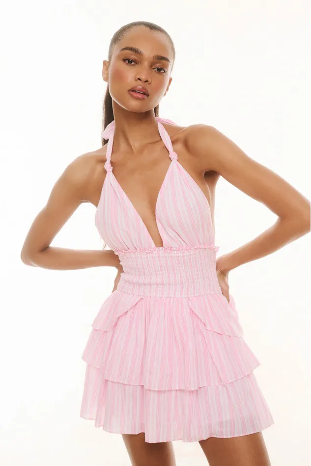 Dresses Women LoveShackFancy Deanna Cotton Striped Halter Dress Captiva Pink