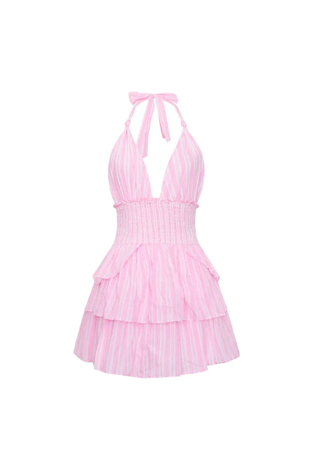 Dresses Women LoveShackFancy Deanna Cotton Striped Halter Dress Captiva Pink