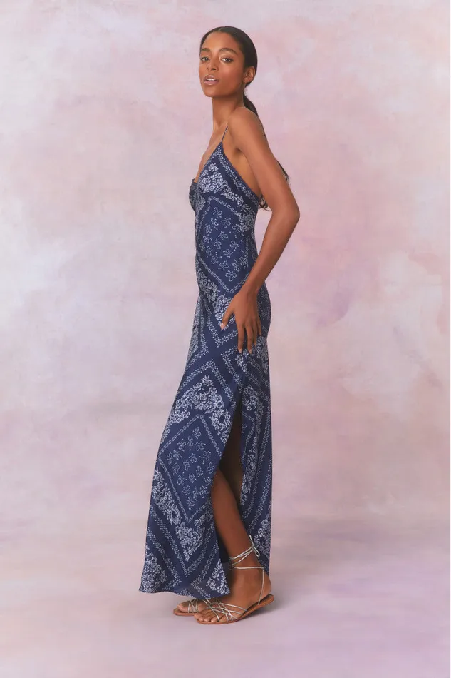 Dresses Women LoveShackFancy Deyo Bandana Maxi Dress Moonlight Indigo