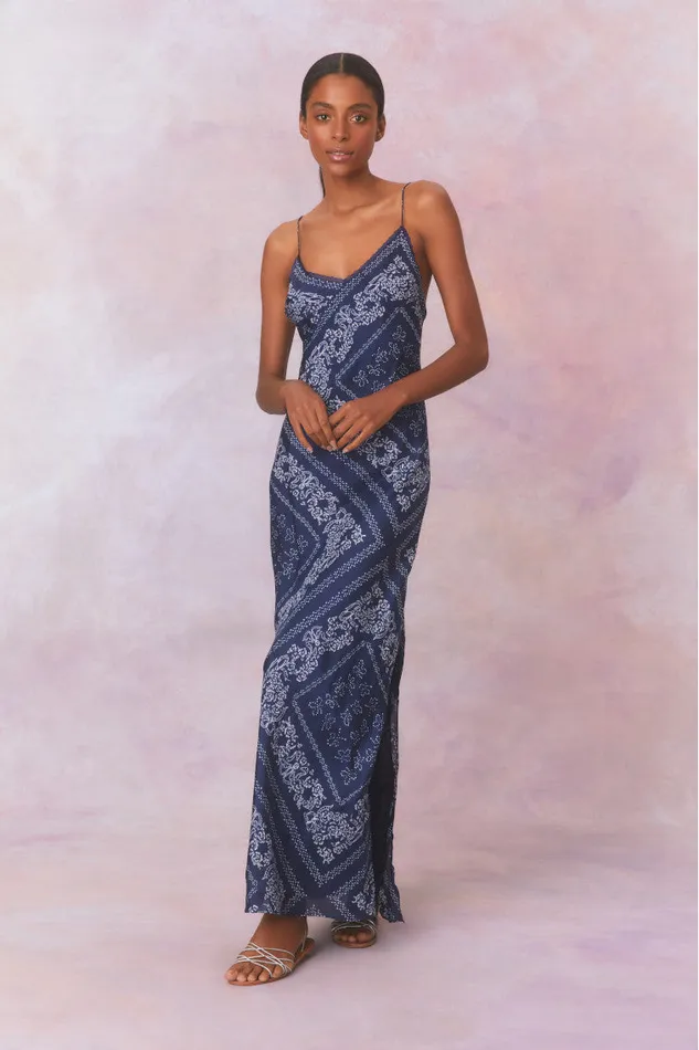 Dresses Women LoveShackFancy Deyo Bandana Maxi Dress Moonlight Indigo
