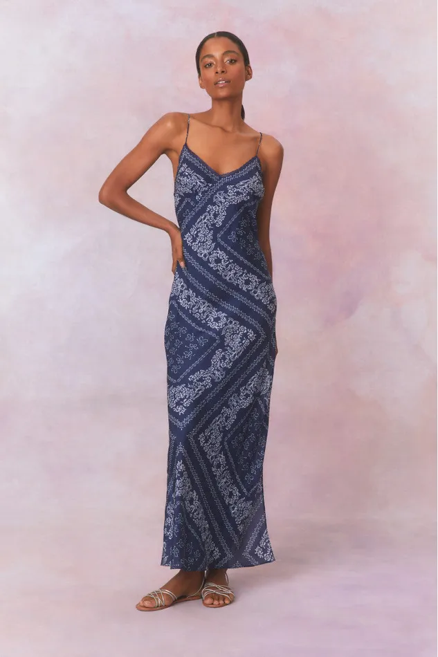 Dresses Women LoveShackFancy Deyo Bandana Maxi Dress Moonlight Indigo