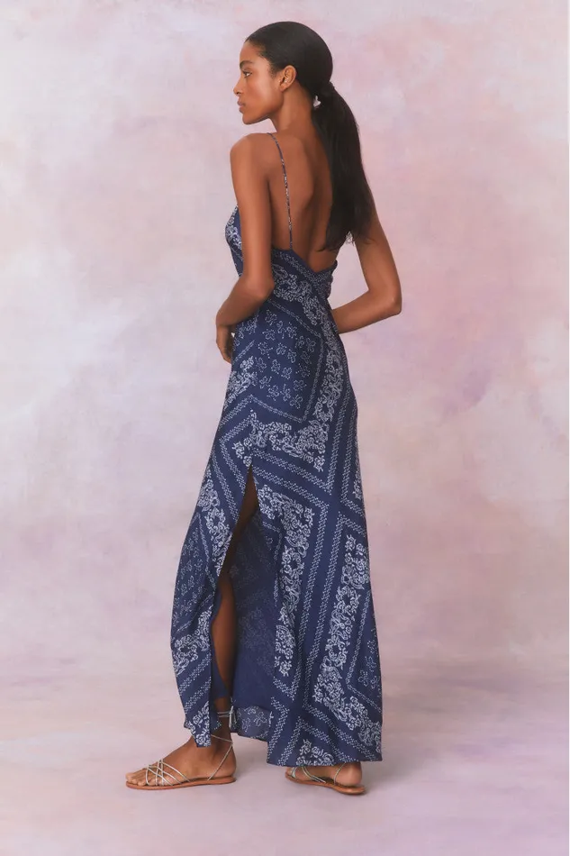 Dresses Women LoveShackFancy Deyo Bandana Maxi Dress Moonlight Indigo