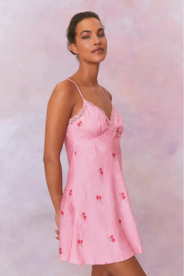Dresses Women LoveShackFancy Larinda Slip Mini Dress Cherry Pink