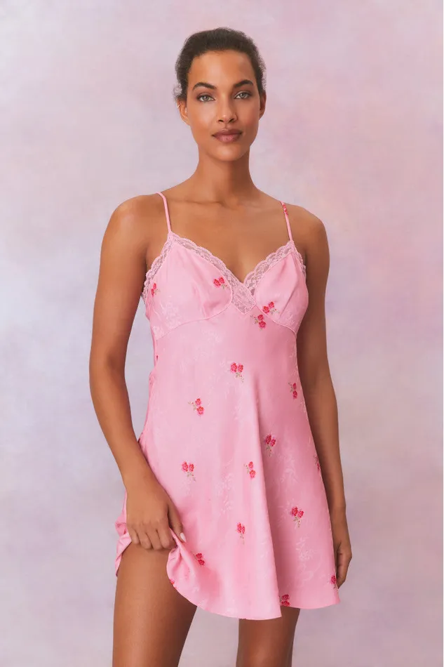 Dresses Women LoveShackFancy Larinda Slip Mini Dress Cherry Pink