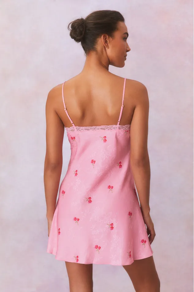 Dresses Women LoveShackFancy Larinda Slip Mini Dress Cherry Pink