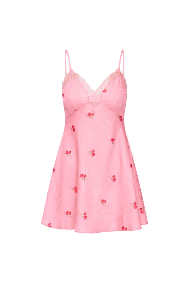 Dresses Women LoveShackFancy Larinda Slip Mini Dress Cherry Pink
