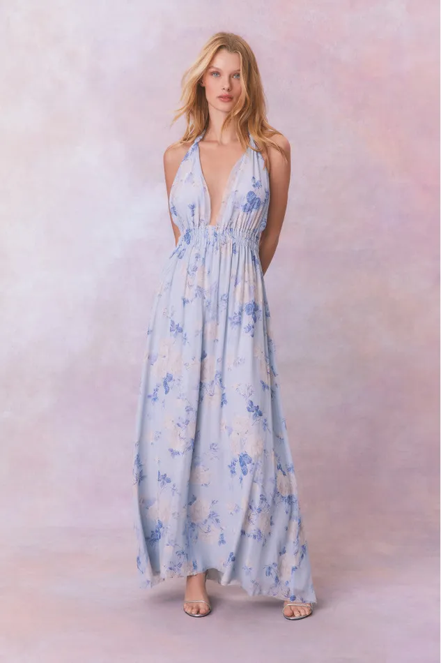 Dresses Women LoveShackFancy Love Fragrance Halter Maxi Dress Whisper Blue