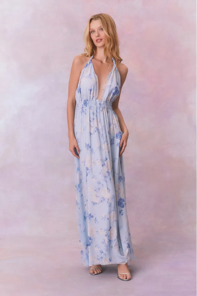 Dresses Women LoveShackFancy Love Fragrance Halter Maxi Dress Whisper Blue