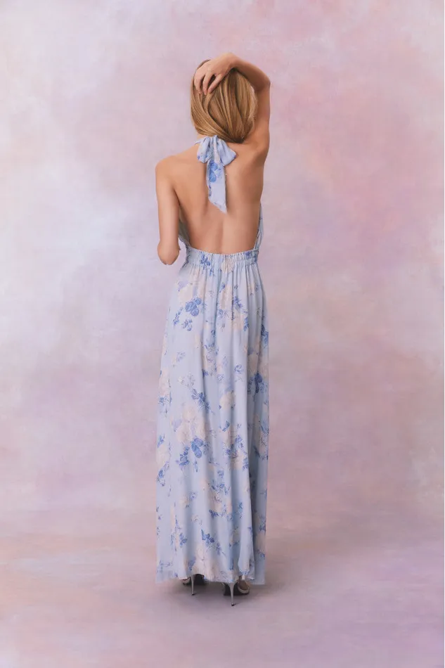 Dresses Women LoveShackFancy Love Fragrance Halter Maxi Dress Whisper Blue