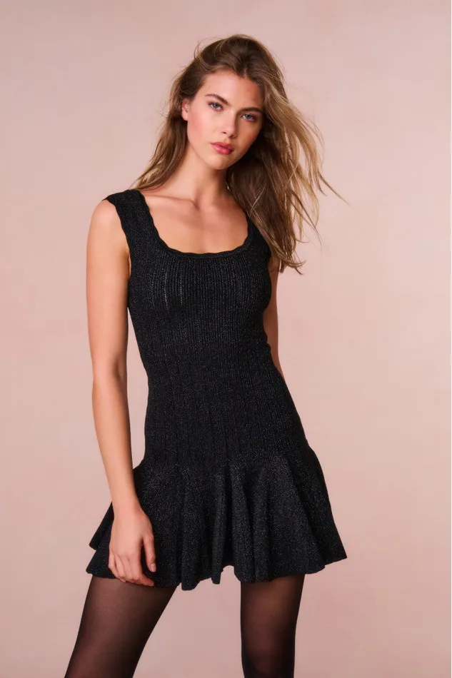 Dresses Women LoveShackFancy Maryanne Metallic Knit Mini Dress Black