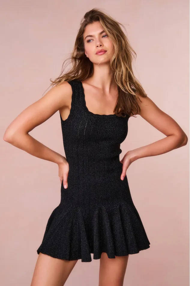 Dresses Women LoveShackFancy Maryanne Metallic Knit Mini Dress Black