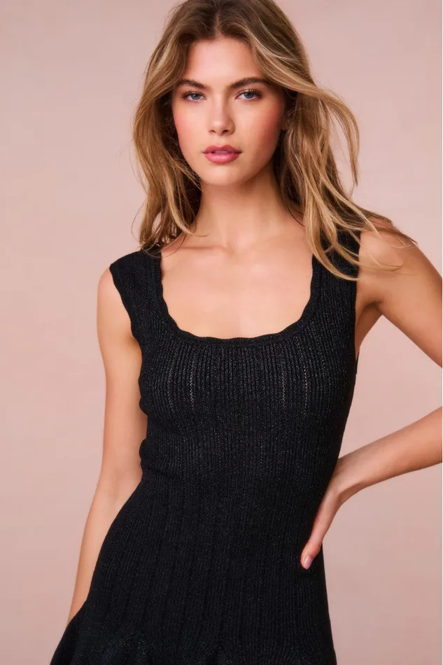 Dresses Women LoveShackFancy Maryanne Metallic Knit Mini Dress Black