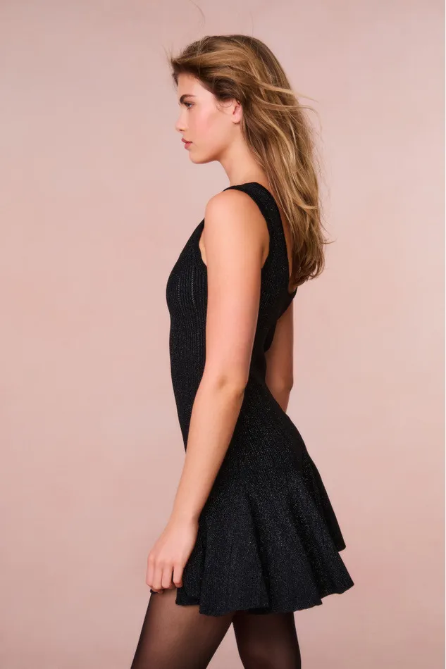 Dresses Women LoveShackFancy Maryanne Metallic Knit Mini Dress Black