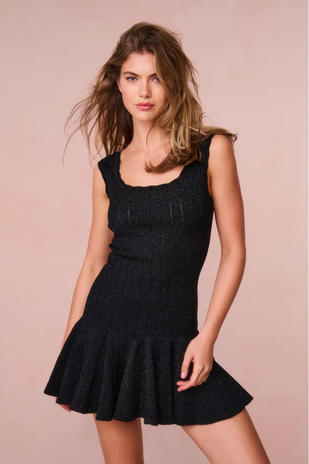 Dresses Women LoveShackFancy Maryanne Metallic Knit Mini Dress Black