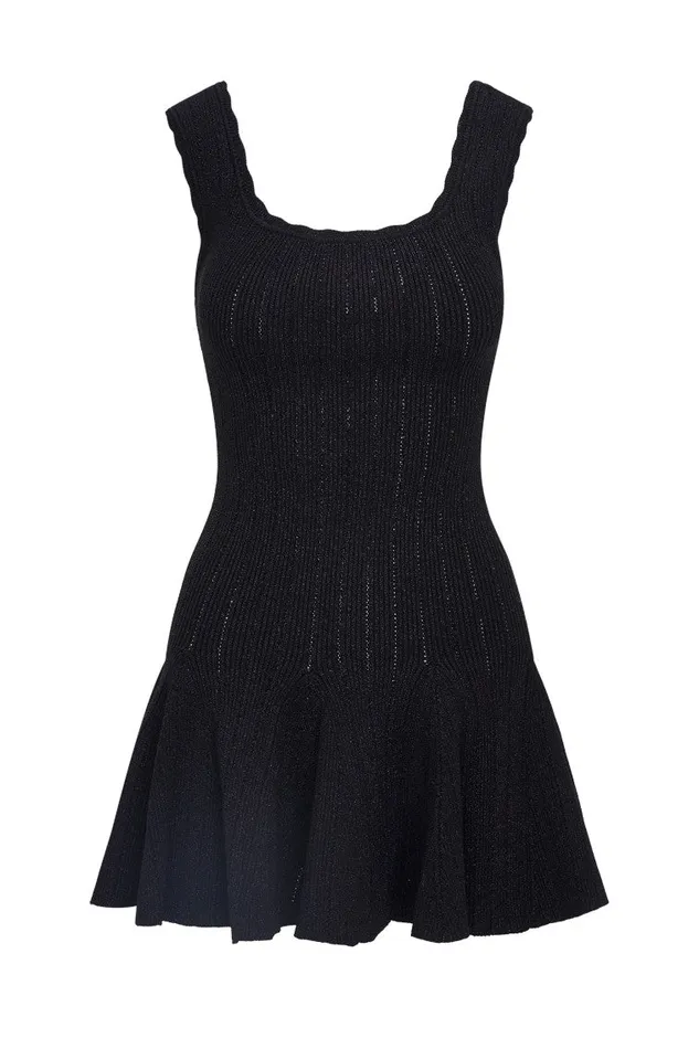 Dresses Women LoveShackFancy Maryanne Metallic Knit Mini Dress Black