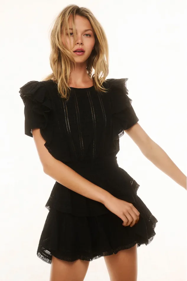 Dresses Women LoveShackFancy Natasha Heritage Mini Dress Black