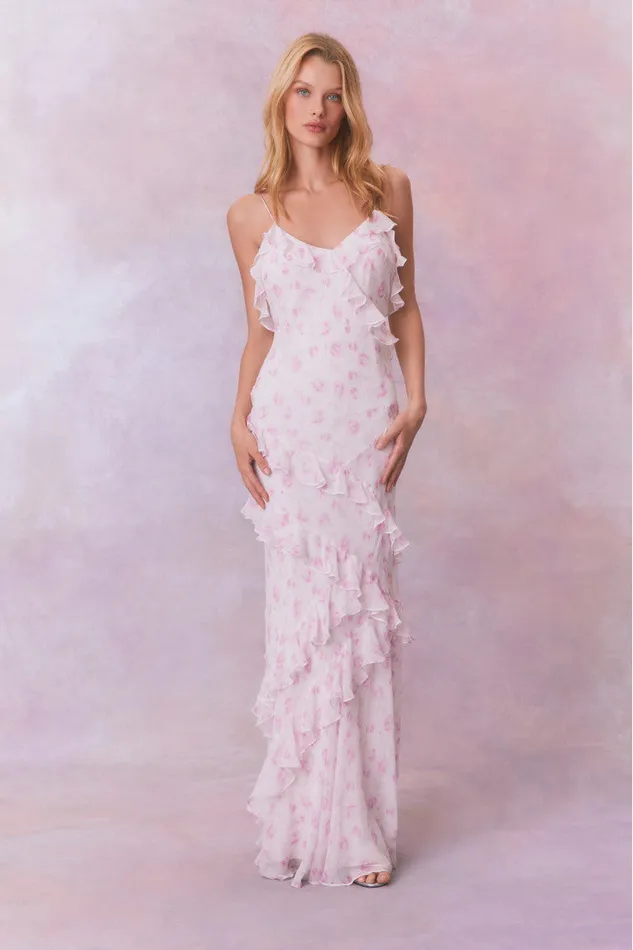 Dresses Women LoveShackFancy Rialto Fragrance Print Maxi Dress Sterling Dusk