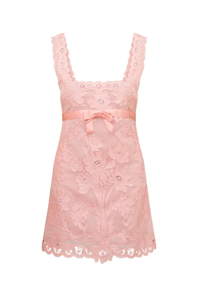 Dresses Women LoveShackFancy Rua Lace Mini Dress Pamela Pink