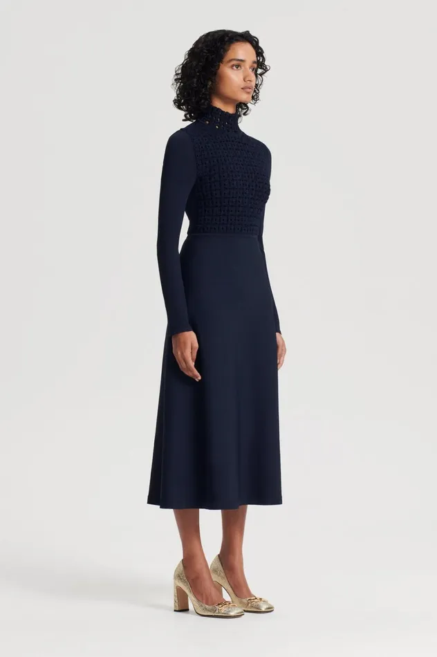 Dresses Women Scanlan Theodore CREPE KNIT DAISY DRESS Navy Dresses Women Scanlan Theodore CREPE KNIT DAISY DRESS Navy