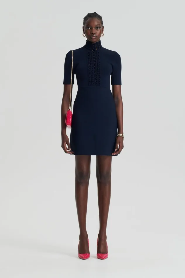 Dresses Women Scanlan Theodore CREPE KNIT DAISY MINI DRESS Navy