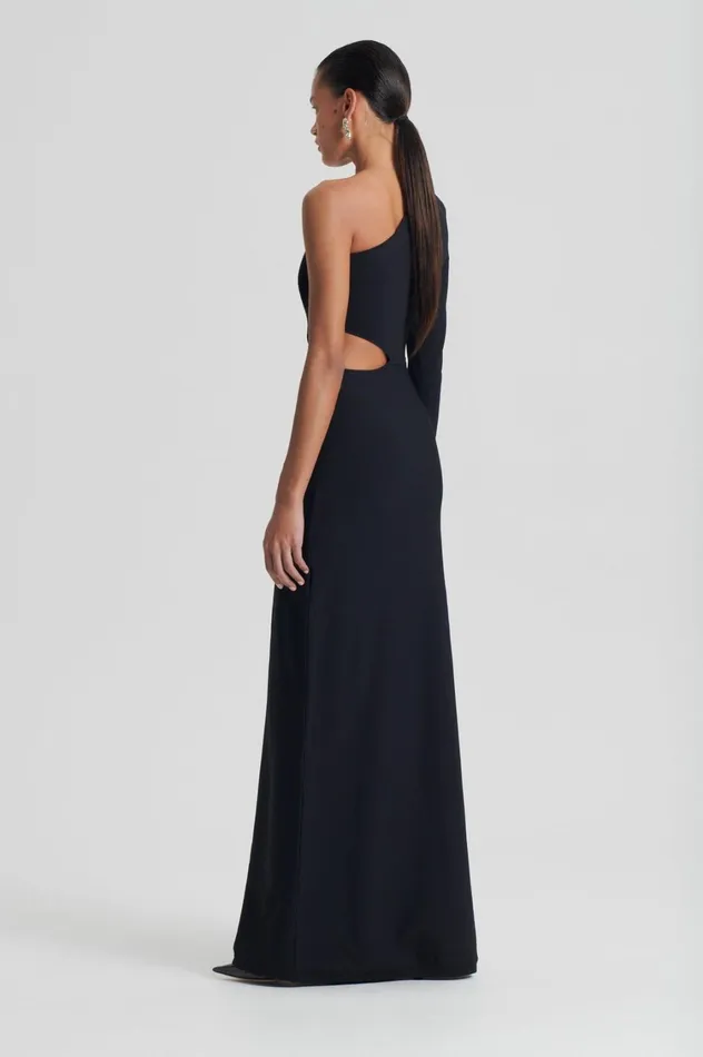 Dresses Women Scanlan Theodore CREPE KNIT ONE SHOULDER GOWN Black Dresses Women Scanlan Theodore CREPE KNIT ONE SHOULDER GOWN Black