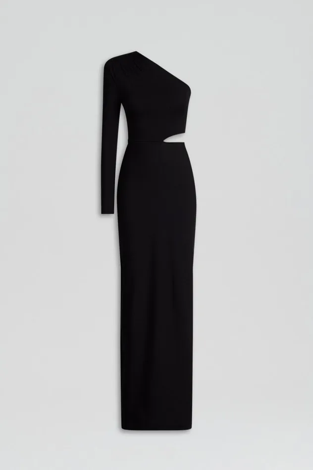 Dresses Women Scanlan Theodore CREPE KNIT ONE SHOULDER GOWN Black Dresses Women Scanlan Theodore CREPE KNIT ONE SHOULDER GOWN Black