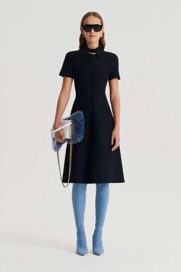 Dresses Women Scanlan Theodore CREPE KNIT ZIP DRESS Black