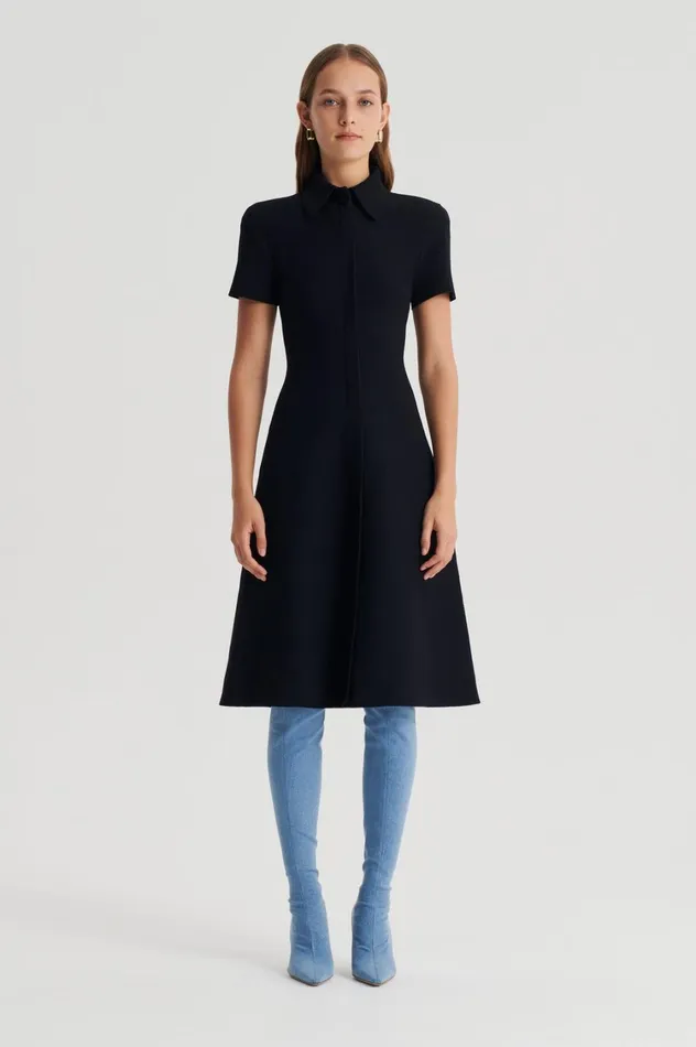 Dresses Women Scanlan Theodore CREPE KNIT ZIP DRESS Black