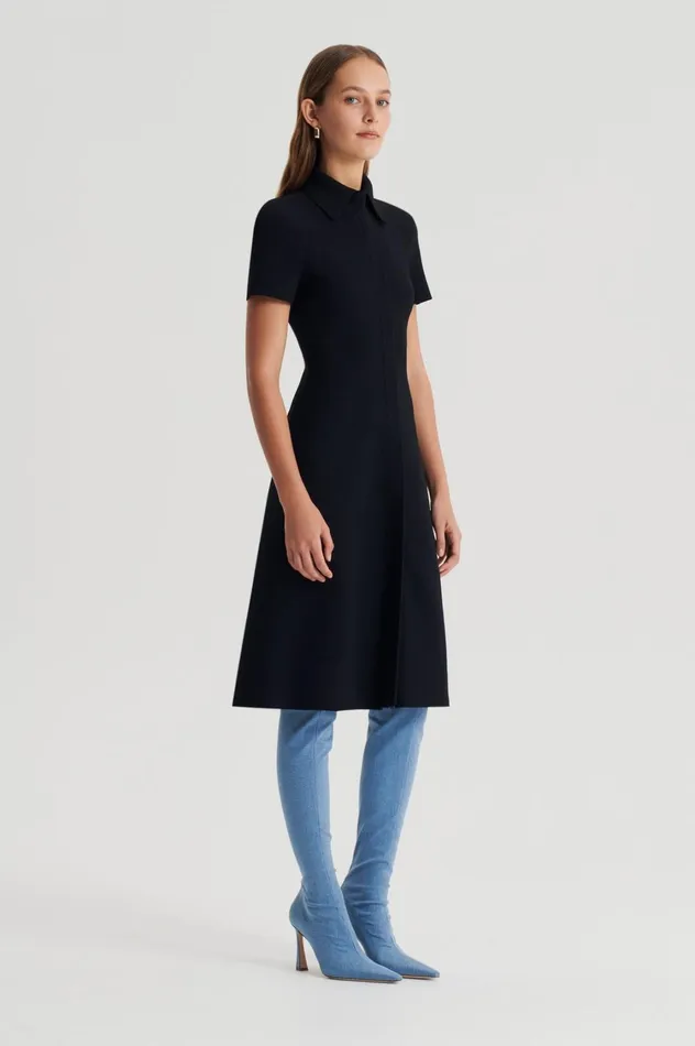 Dresses Women Scanlan Theodore CREPE KNIT ZIP DRESS Black