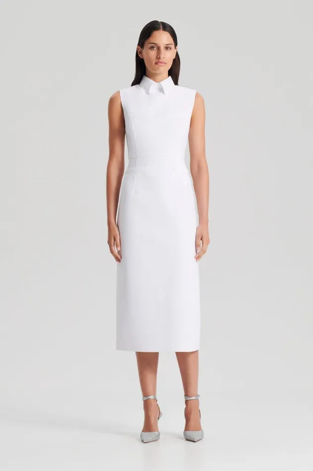 Dresses Women Scanlan Theodore SCUBA PENCIL DRESS White