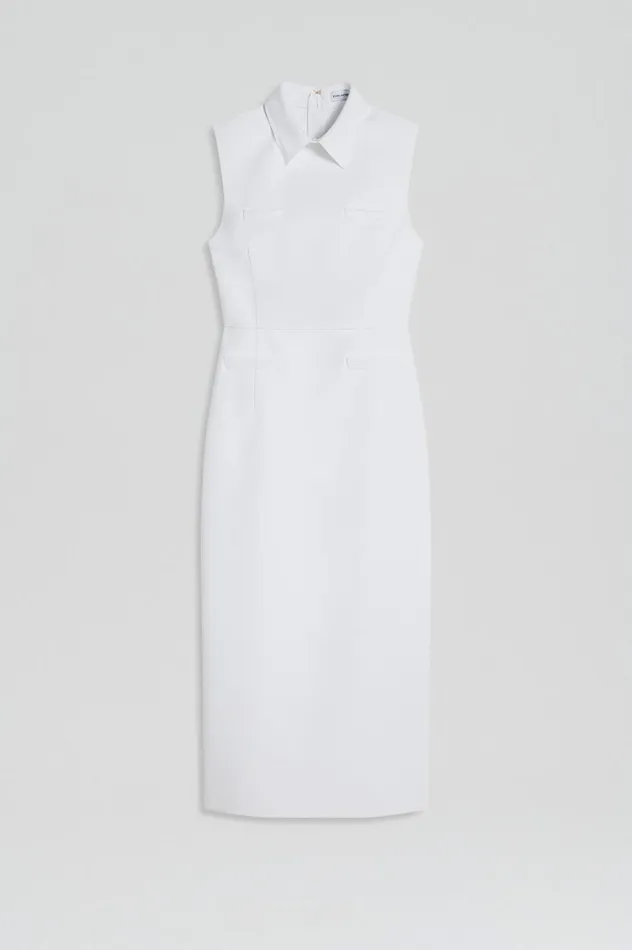 Dresses Women Scanlan Theodore SCUBA PENCIL DRESS White Dresses Women Scanlan Theodore SCUBA PENCIL DRESS White