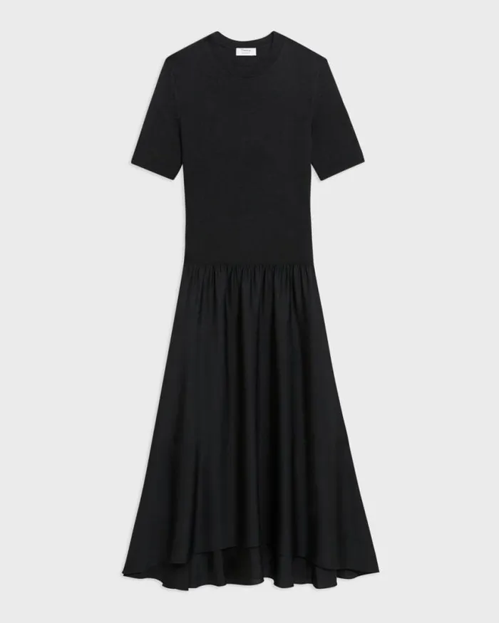 Dresses Women Theory WoolViscose Combo Dress Blackblack