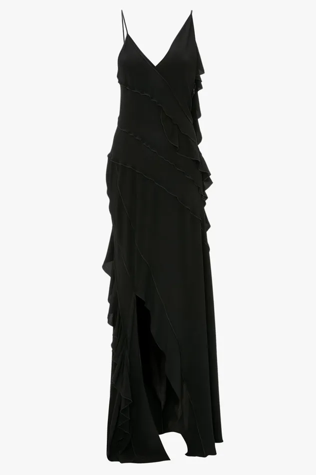 Dresses Women Victoria Beckham Exclusive Asymmetric Bias Frill Dress In Black