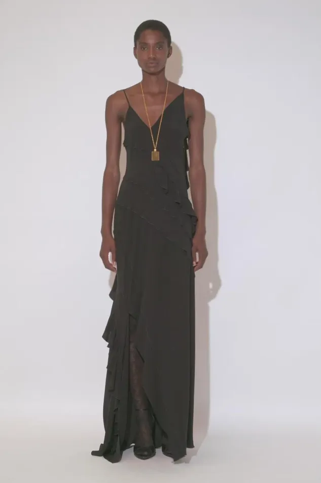 Dresses Women Victoria Beckham Exclusive Asymmetric Bias Frill Dress In Black