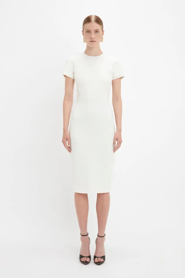 Dresses Women Victoria Beckham Fitted Tshirt Dress In Ivory