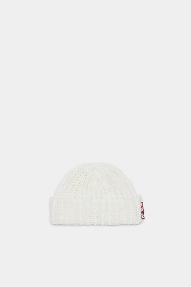 Dsquared2 Headwear Warmy Knit Fisherman Beanie White 8211 MenWomen