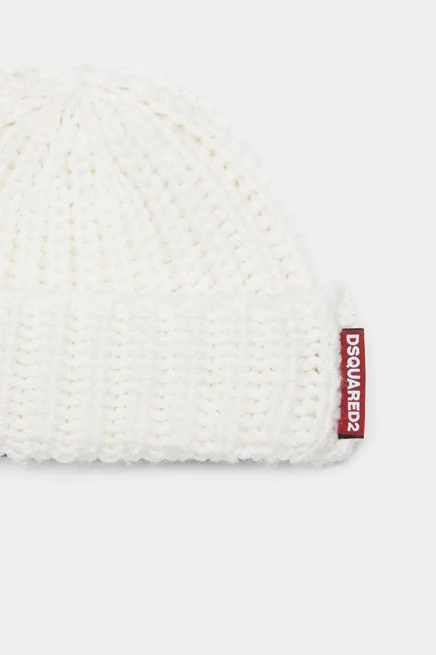 Dsquared2 Headwear Warmy Knit Fisherman Beanie White 8211 MenWomen