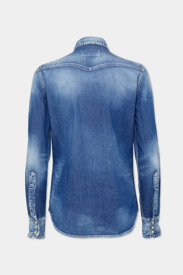 Dsquared2 Shirts Light Wash Classic Western Shirt Navy 8211 Women