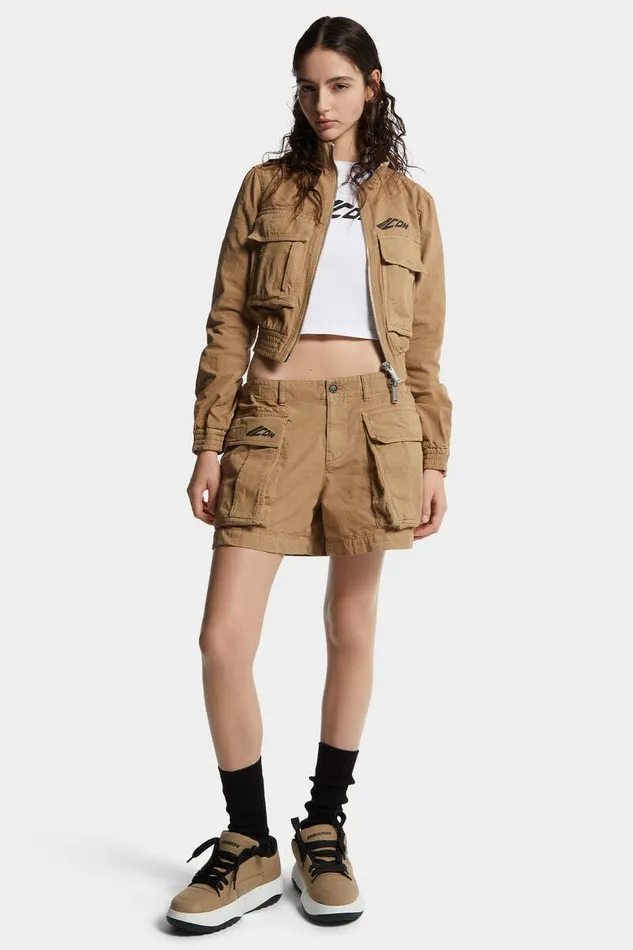 Dsquared2 Shorts Icon New Generation Double Pocket Cargo Shorts Khaki 8211 Women