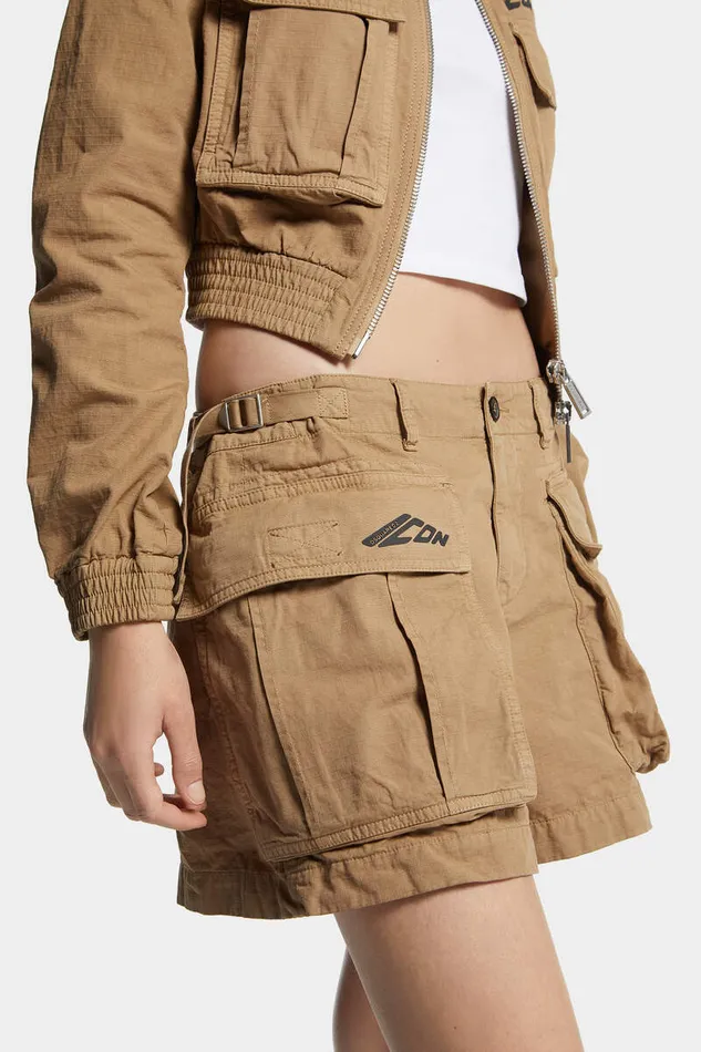 Dsquared2 Shorts Icon New Generation Double Pocket Cargo Shorts Khaki 8211 Women