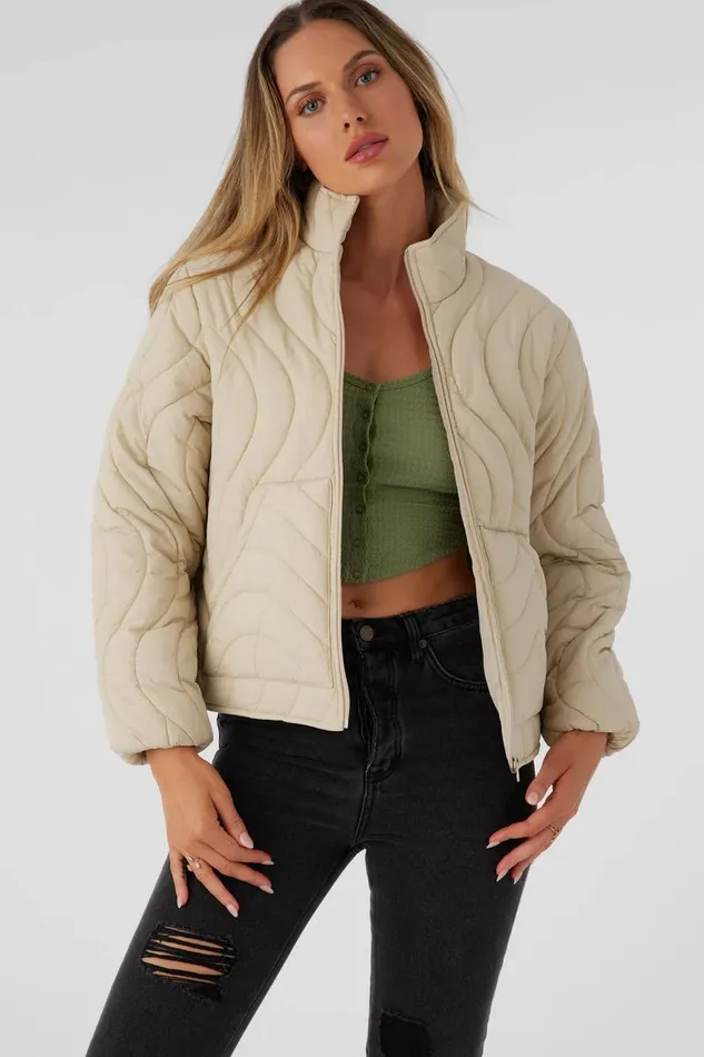 EDEN NYLON WAVE QUILTED ZIP JACKET Cement Women O039NEILL Clothing
