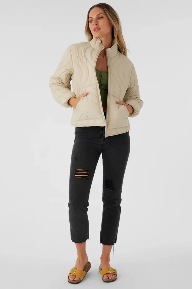 EDEN NYLON WAVE QUILTED ZIP JACKET Cement Women O039NEILL Clothing