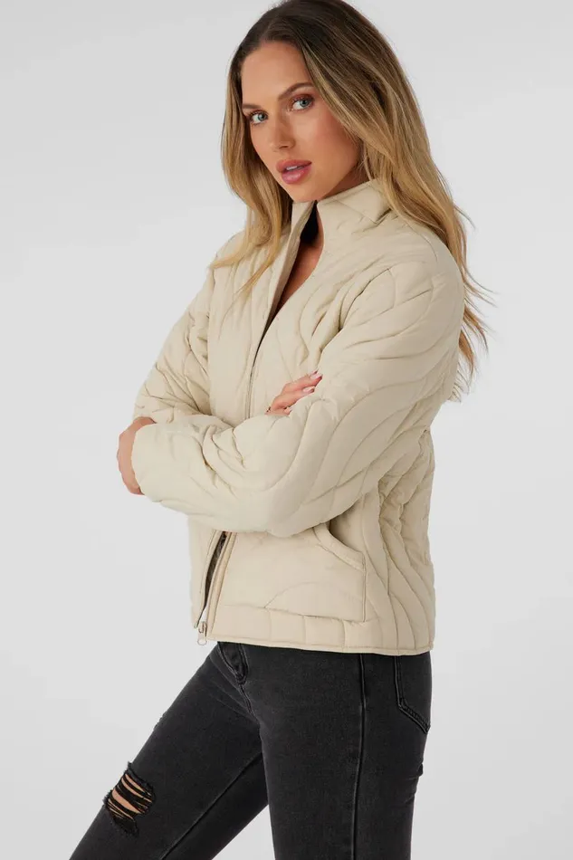 EDEN NYLON WAVE QUILTED ZIP JACKET Cement Women O039NEILL Clothing